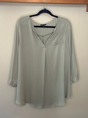 Sami & Jo Sage Green V-Neck Long Sleeve Blouse